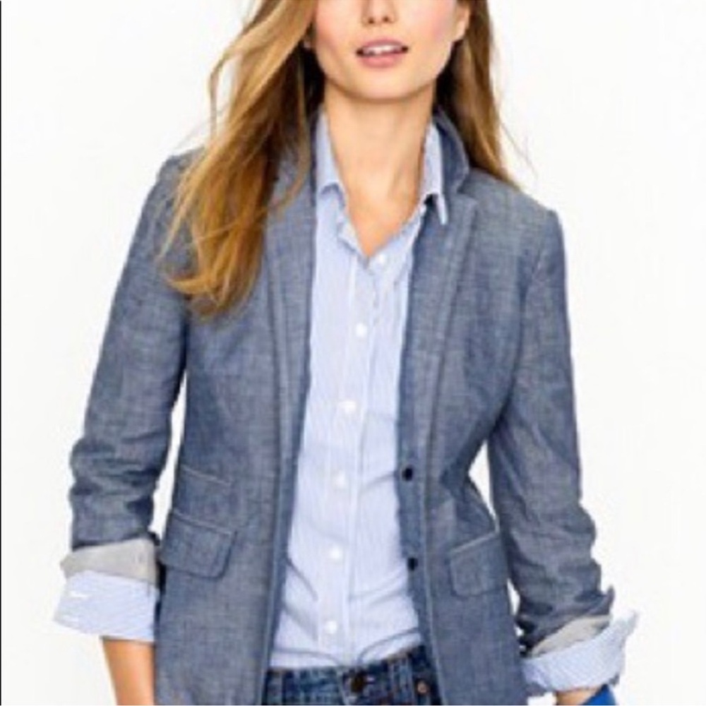 J.Crew Schoolboy style blazer in classic blue Chambray, 2 button close, Size 4 - Picture 8 of 14